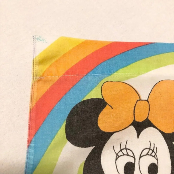 Vtg 1980 Walt Disney Twin Flat Sheet  Esmond Mickey and Friends Rollerskating - Picture 14 of 16